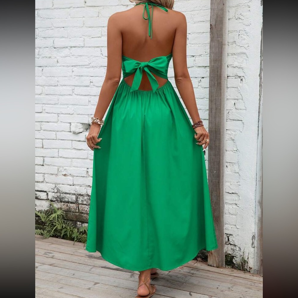 Boho tie back halter maxi dress - Picture 14 of 15